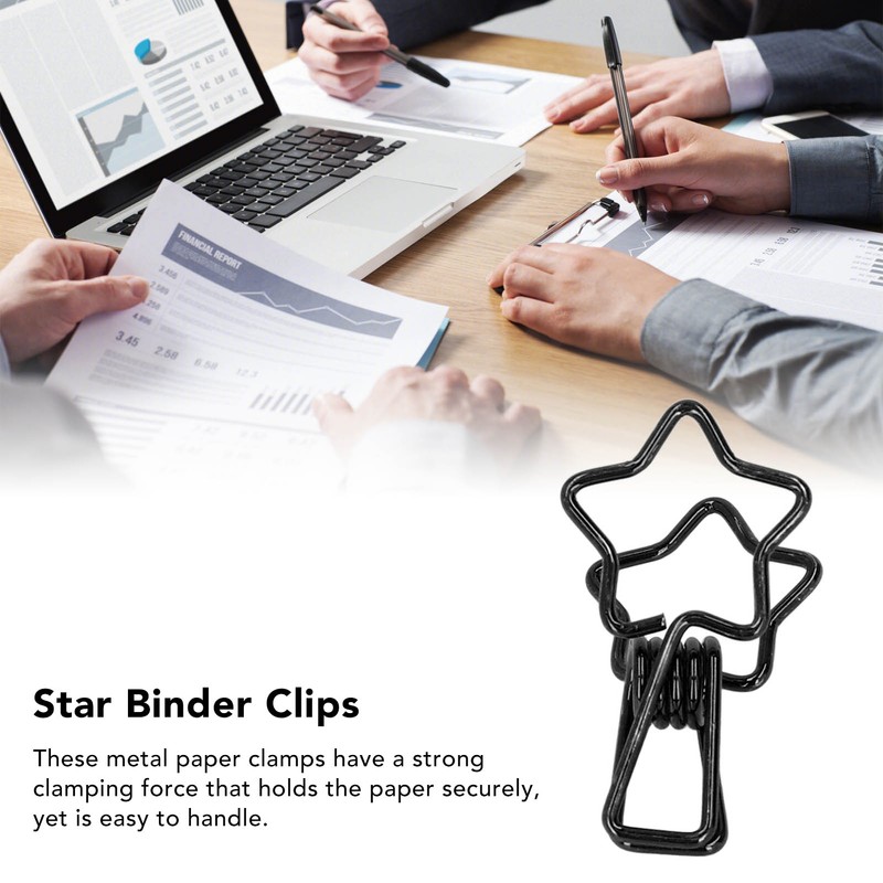 100Pcs Paper Binder Clips Cute Star Shape Metal Small Binder