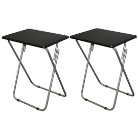 eHemco Folding TV Tray Tables for Eating, Set of 2, 19x15x26 Inches - Color: Black