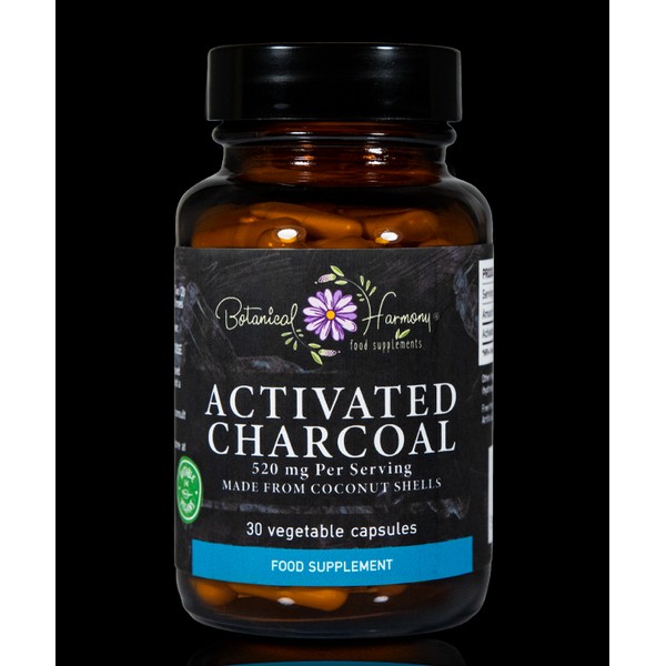 BOTANICAL HARMONY ACTIVATED CHARCOAL 520MG, A NATURAL APPROACH FOR HEALTHY