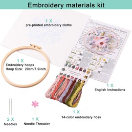 REEWISLY REEWISLY Embroidery Kit for Letter Z,Embroidery Starter Kit with Pattern and Instructions,1 Plastic Embroidery Hoops,Color Threads,Instructions and Needles,DIY Adults Embroidery, Video Teaching