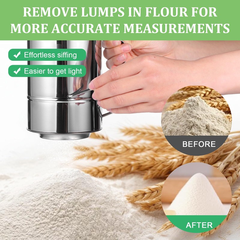 4 in 1 Flour Sifter,8 Cup Stainless Steel Flour Sifter,