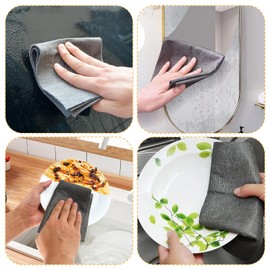 8 Pack Reusable Microfiber Cleaning Cloths - Lint Free, Thickened, Gray - Ideal for Windows, Mirrors, Glass, Cars - Eco-Friendly Cleaning Rags