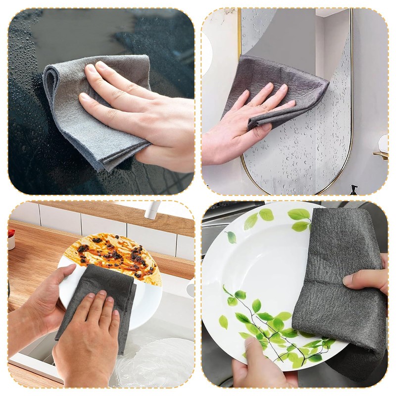 8 Pack Reusable Microfiber Cleaning Cloths - Lint Free, Thickened,