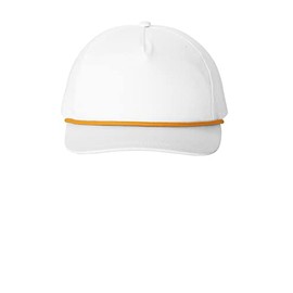 Port Authority Snapback Five-Panel Rope Cap C962, White/ Athletic Gold, OSFA