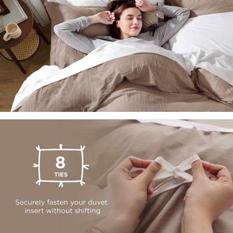 Bedsure Bedsure Khaki Oversized Queen Duvet Cover - 3 Pieces