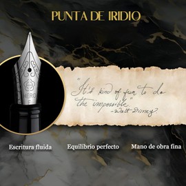 Juego de pluma estilográfica, Pluma Estilográfica Ultra Elegante con Convertidor, Punta de Iridio, Escritura Suave, Diseño Clásico, Excelente Metal, Regalo de Negocios (negro）