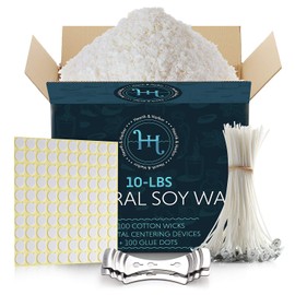 Hearth & Harbor Soy Candle Wax for Candle Making, Natural Soy Wax for Candle Making 8 lb Bag with Supplies, 100 Cotton Candle Wicks, 100 Wick Stickers, 2 Centering Devices - 8 Pounds Soy Wax Flakes