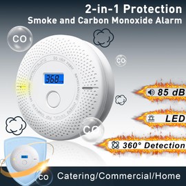 Smoke and Carbon Monoxide Detector, 2 in 1 Smoke Detector, LED Warning Light Indicators, 10 Year Battery (White), 4 Pack