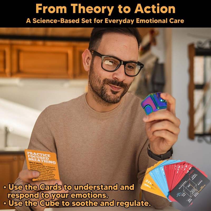 MindMosaic Anxiety & Stress Relief Cards with MoodCube Spinner –