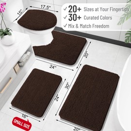OLANLY Bathroom Rugs 24x16, Extra Soft Absorbent Chenille Bath Rugs, Rubber Backing Quick Dry, Machine Washable Bath Mats for Bathroom Floor, Tub and Shower, Home Decor Accessories, Brown