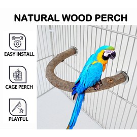 2Pcs 6.2inch Parrot Bird Natural Wood Stand Perch Swing U Shape Stick Bird Perches Bird Cage Toy for for Small to Regular Size Birds