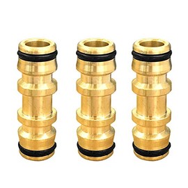 THEFITLIFE Garden Hose Brass CONNECTORS, Quickly Connect Two Expandable Garden Hose Together Without Leaking, Suitable to UK Standard Hose Fitting, Pack of 3