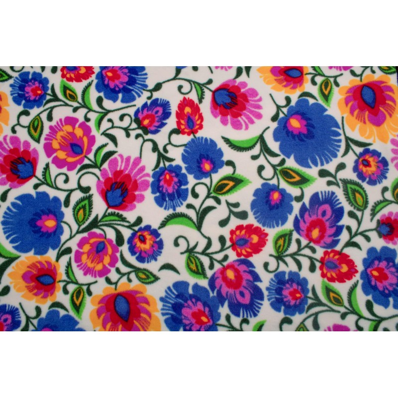 Polar Fleece DTY Printed Fabric (250 g), Lowicz Pattern, Folk