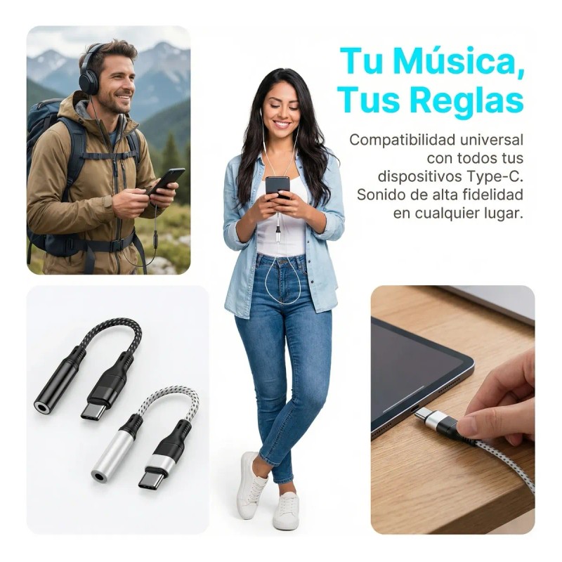 2 Adaptadores Audio Usb-c A 3.5mm Celular/pc Aurpai