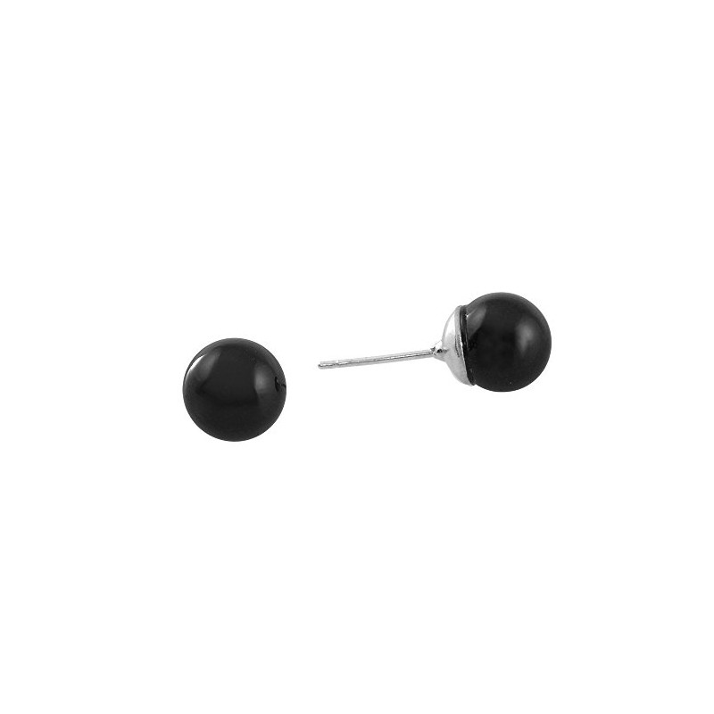 Falari Natural Gemstone Stud Earring 8mm Black Onyx