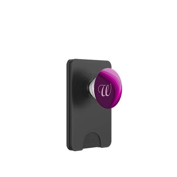 Monogrammed Pink Letter W Initial and Bold Geometric Curves PopSockets