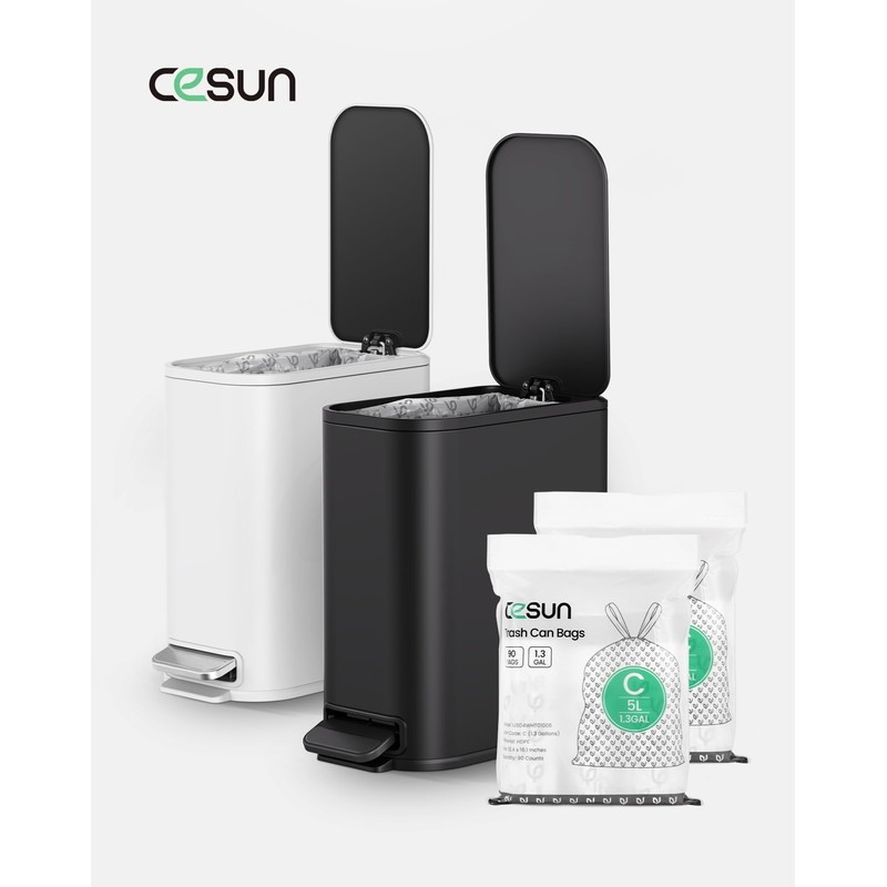 Cesun Code C Drawstring Trash Bags 90 Count, Pre Cut