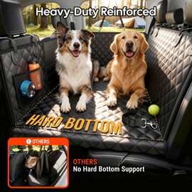 Wigoo Dog Truck Seat Cover for Back Seat, Dog Hammock with Hard Bottom Support (450lbs), Heavy Duty Waterproof Car Bed Extender for 2-4 Large Dogs, Backseat Protector for SUV & Truck, XL Size, Black