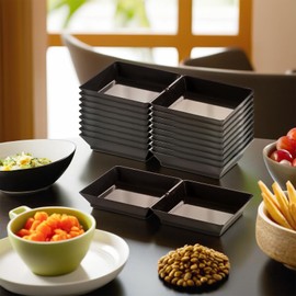 Blue Sky MiniWare Black 2 Section Dish - Premium Disposable Serveware (10-Pack) | Elegant Plastic Design for Catering, Events, and Home Use