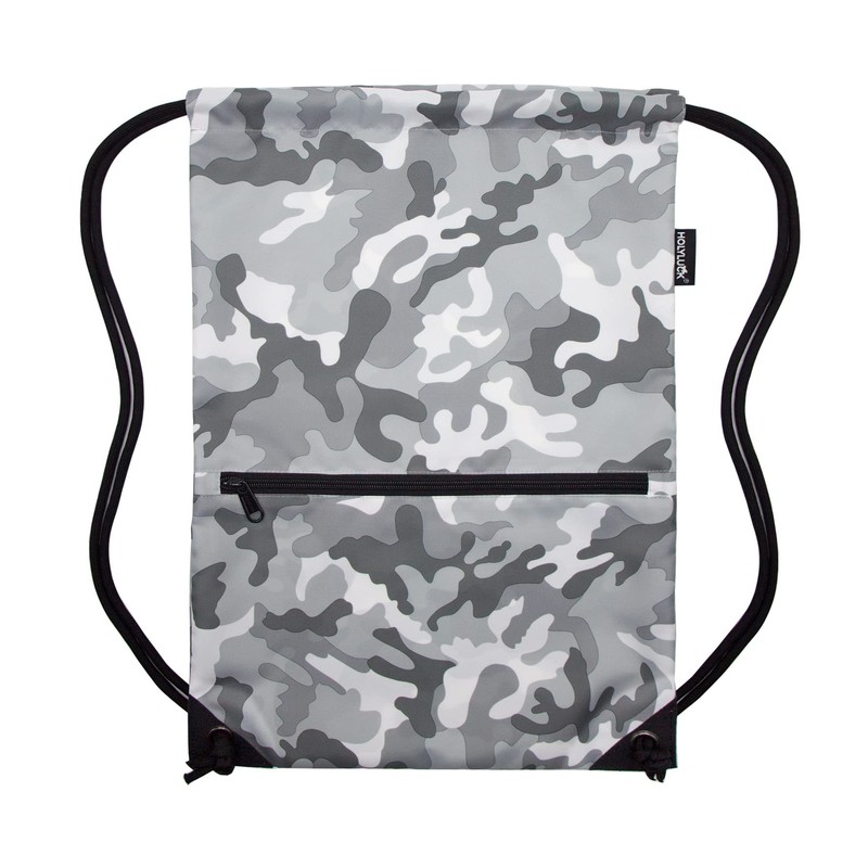 HOLYLUCK Drawstring Backpack Bag Sport Gym Sackpack, Grey Camo, One_Size,