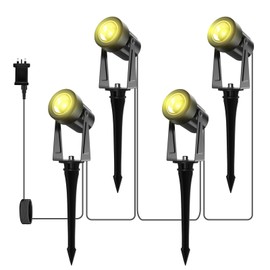 LONIUTO Garden Spotlights Mains Powered 4-in-1,14M Garden Spike Lights 3000K Warm White,14V Low Voltage Landscape Spotlights,IP65 Waterproof Outdoor Garden Spotlights for Pathway,Lawn,Yard (4 Pack*3W)