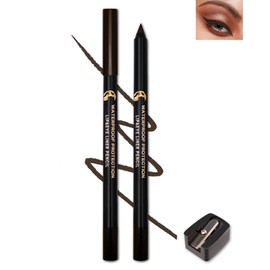 Brown Eyeliner Pencil Gel, Sharpenable Matte Eye Liner Pen Waterproof Smudge proof, Gel Cream Smooth Waterline Eyeliner Long Lasting, Eyeliner Makeup with Sharpener, High Pigmented Dineador De Ojos-02