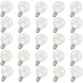 Abeja G40 Frosted Replacement Light Bulbs, 5W Clear Globe Bulb fits E12 C7 Candelabra Screw Base Sockets, 1.5 Inch Dimmable Light Bulbs for Indoor Outdoor Patio Decor, Pack of 25