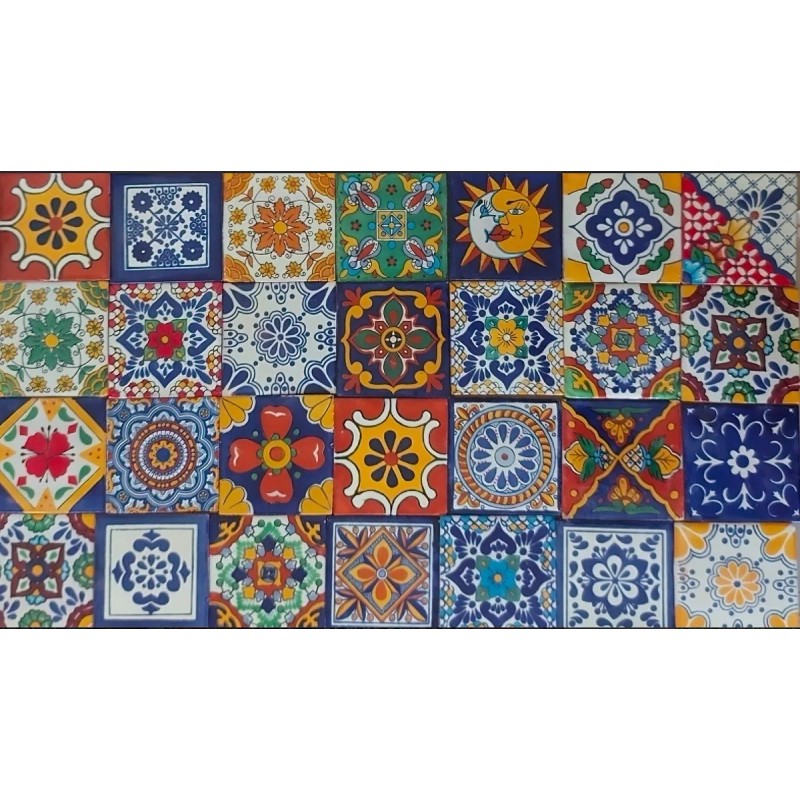 Escanver 40 Piezas Azulejo De Talavera 10x10 Cm Diferentes Colores