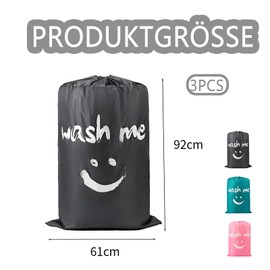 Pack of 3 Laundry Bags Travel Dirty Laundry Bag Travel Durable Laundry Bag Large Foldable with Drawstring for Camping (61 x 91 cm)