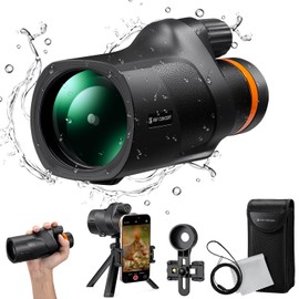 K&F Concept® 80x100 Monocular-Telescope for Adults IP68 Waterproof High Powered with Smartphone Adapter & Tripod, with BAK4 Prism and FMC Lens, for for Bird Watching Hunting Hiking Camping Travelling