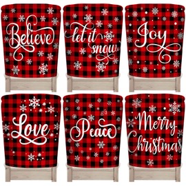 6 Pcs Christmas Chair Covers Christmas Chair Back Covers Dining Room Chair Covers Dining Chair Slipcovers for Christmas Dining Room Kitchen Wedding Party Decor (Plaid)