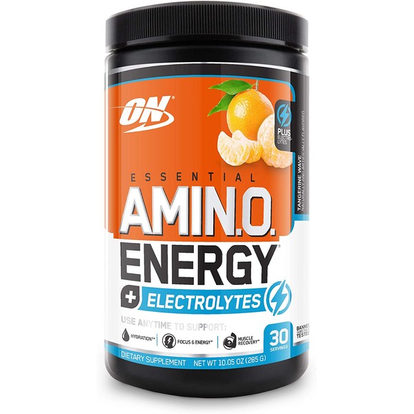 Optimum Nutrition Amino Energy + Electrolytes - Pre Workout, BCAAs, Amino Acids, Keto Friendly, Energy Powder - Tangerine Wave, 30 Servings