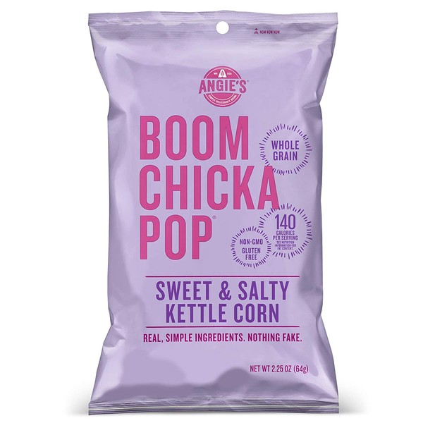 Angie's BOOMCHICKAPOP Sweet & Salty Kettle Corn Popcorn, 2.25 Ounce Bag (Pack of 12 Bags)