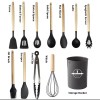 Unbranded 12Pcs Kitchen Silicone Utensils Set-Non Stick Cooking Utensils Wooden
