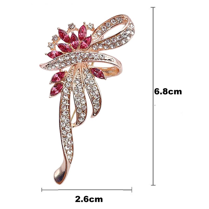 GFM® Vintage Style Brooch with Sparkly Diamantes - A10-Rose Gold