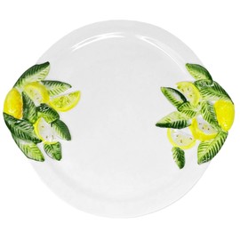 Hand Made Italian Ceramic Round Dinner Plate in Lemon Design Large Space Seller 30 x 34 cm