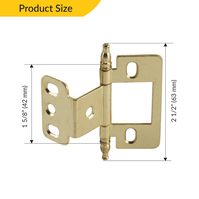 Brixwell QH3K-001 Decorative Butt Hinge, Partial Wrap, Non-Mortise, Minaret Finial