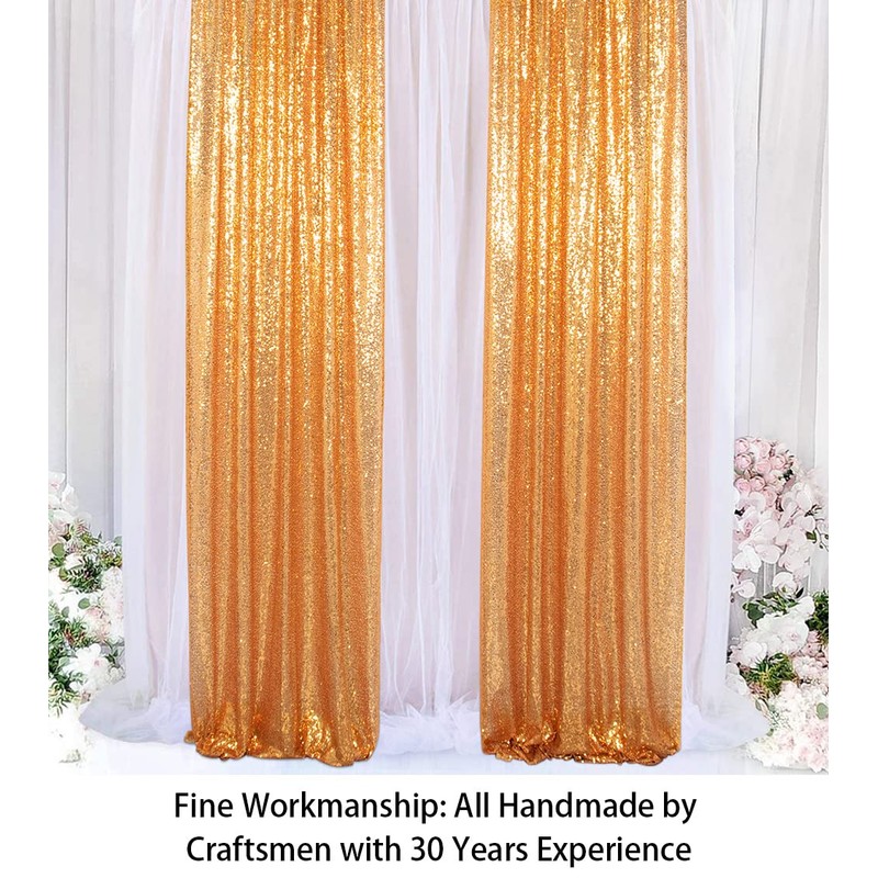 Sparkle Backdrop Curtain Gold 2 Panels Set Sequin Photo Backdrop