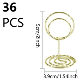 Minnhua Pack of 36 Photocard Holders, Metal Table Number Holders, Table Numbers, Wedding Menu Card Holder, Photo Holder, Place Card Holder for Weddings, Anniversaries, Parties (Gold Rounds)