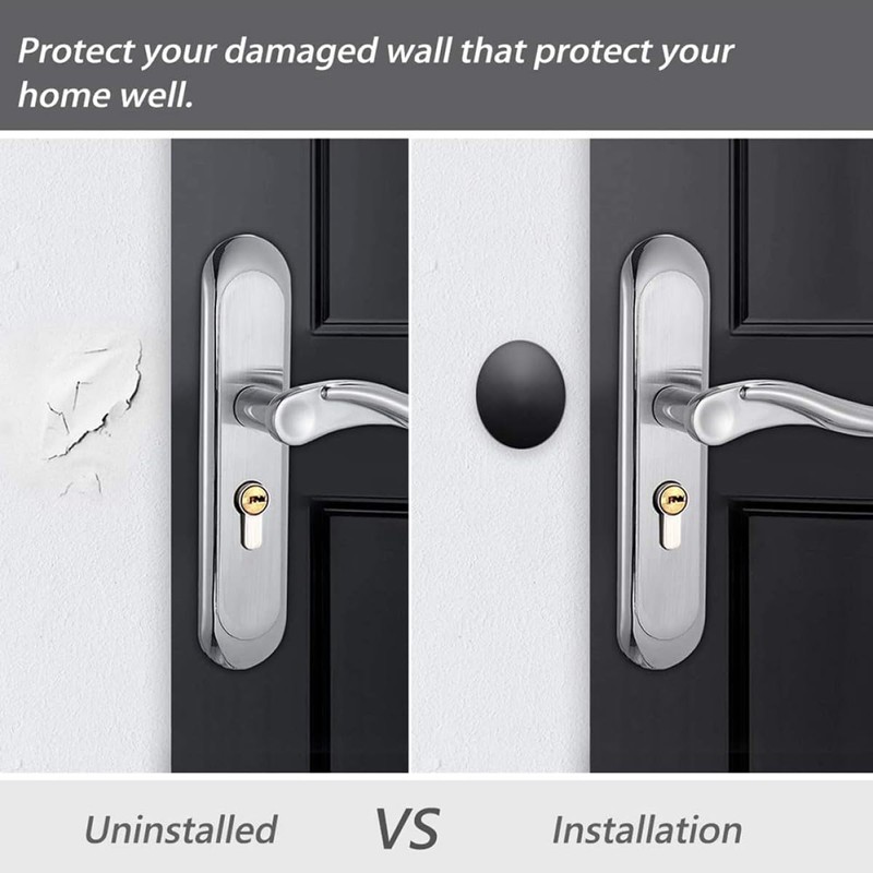 Topes de Puerta Autoadhesivos de Silicona Negro, Protector de Pared