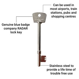 Radar Key for Disabled Toilet Access Easy Turn Facilities Grip Chrome