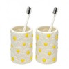 Gaolinci 2 Pcs Ceramic Mouthwash Cup, Daisy Embossed Toothbrush Holder,