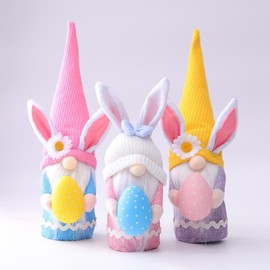 Cuiforest Easter Gnome Plush 3 pcs Easter Doll Ornament Easter Decoration Hug Easter Egg Bunny Rabbit Plush (B)