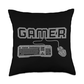 PC Gamer Merch Men Women Merchandise Retro Gift Funny PC Gamer Keyboard Video Computer Gaming Lovers Outfit Throw Pillow, 18x18, Multicolor