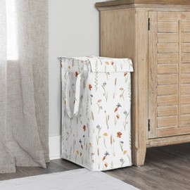 Sweet Jojo Designs Boho Floral Garden Flower Girl Laundry Hamper Foldable Dirty Clothes Basket with Handles for Baby Nursery Kid Bedroom Teen Bathroom Watercolor Bohemian Farmhouse Vintage Shabby Chic