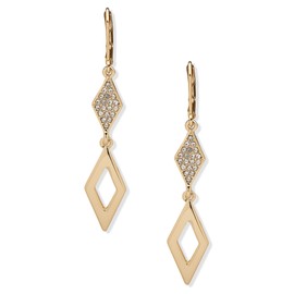 Karl Lagerfeld Paris Linear Geometric Double Drop Pave Earrings, Gold Tone, One Pair