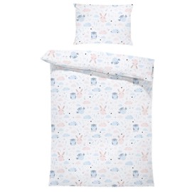 Children's Bed Linen, Cotton, Bedding Set for Baby Boys and Girls, 90 x 120 cm Duvet Cover, 40 x 60 cm Pillowcase, Owl Motif