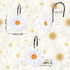 Whaline 12Pcs Spring Shower Curtain Hooks White Daisy Flower Curtain