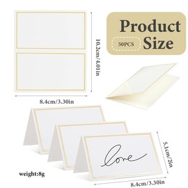 Table Place Cards - 50 White Wedding Name Cards - Place Cards with Double Gold Border for Elegance for Table Setting Wedding Birthday Dinner Party(White)