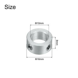 sourcing map 4pcs Set Screw Collars 10mm Bore, Aluminum Shaft Collars, 16mm OD and 8mm Thickness, Set Screw Clamp Collar, Stop Collar for Linear Rod Shaft Guide